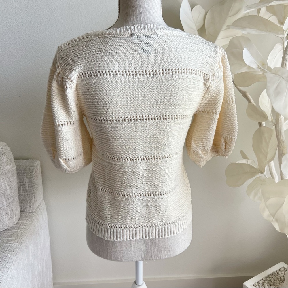 House of Harlow 1960 Ivory Knit Short sleeve Top - Picture 3 of 6